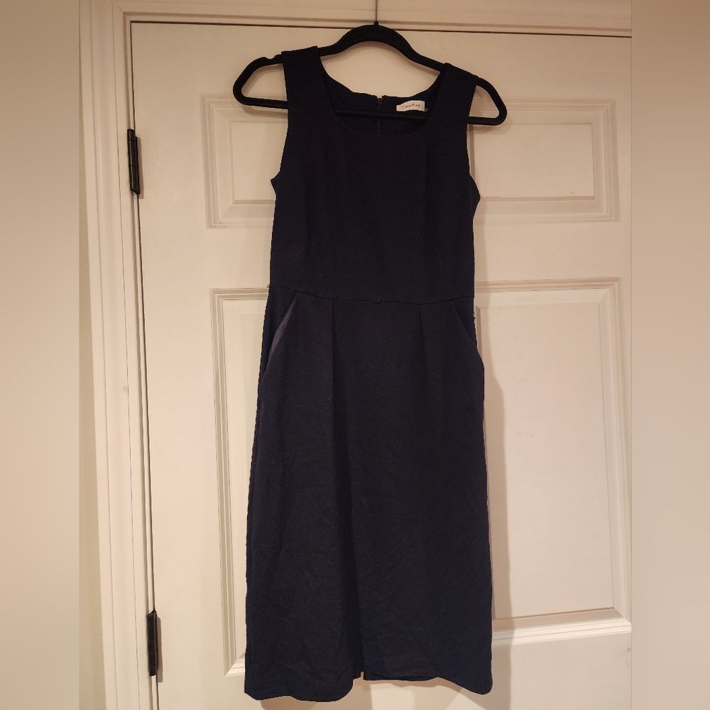 Calvin Klein black sleeveless knee length dress with pockets and small belt Loop